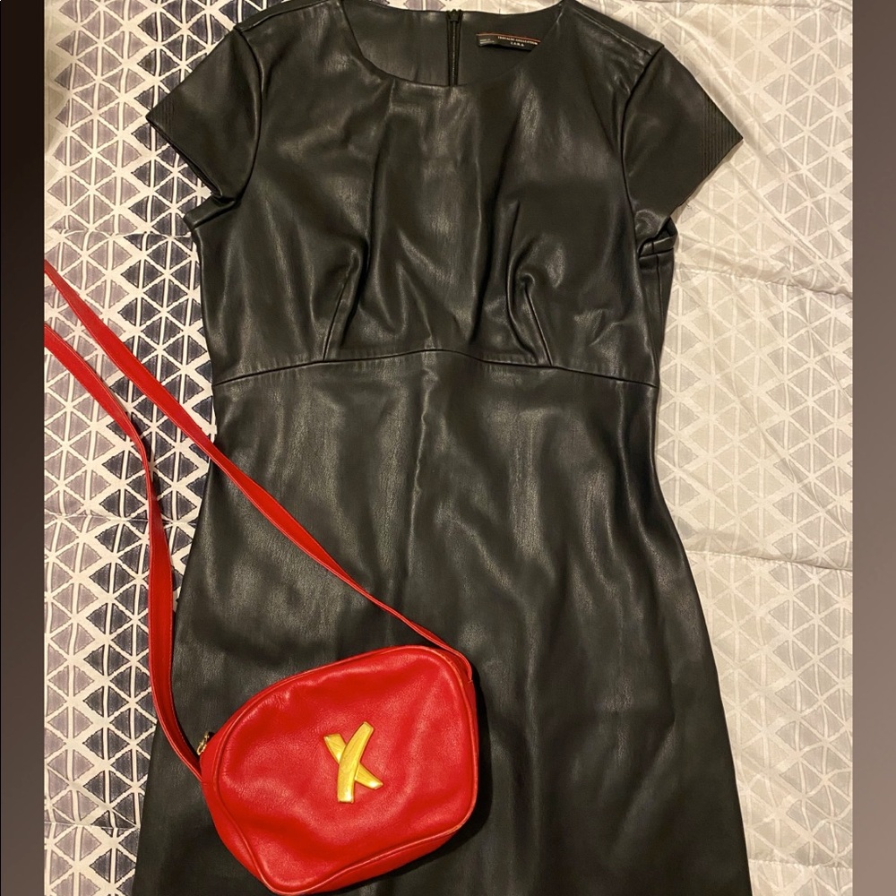 Zara black leather dress